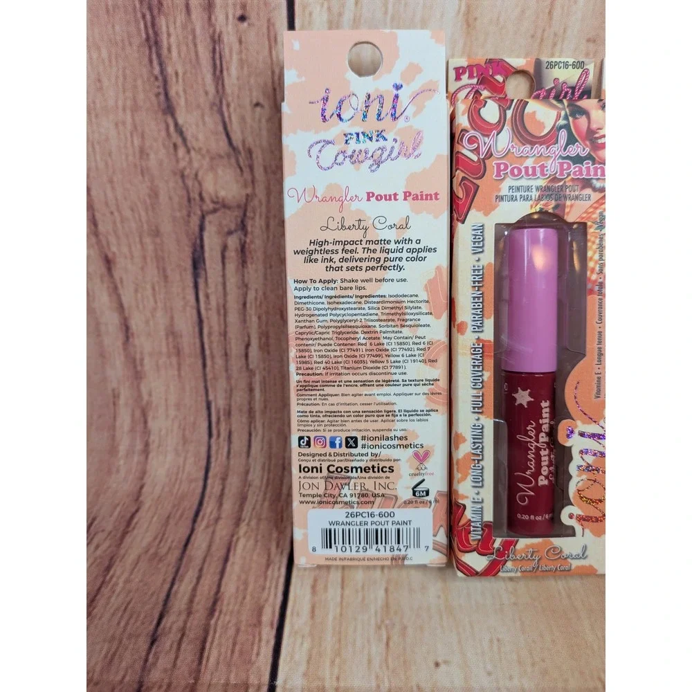 3 PK Ioni Pink Cowgirl Wrangler Pout Paint Liberty Coral Matte Liquid Lipstick
